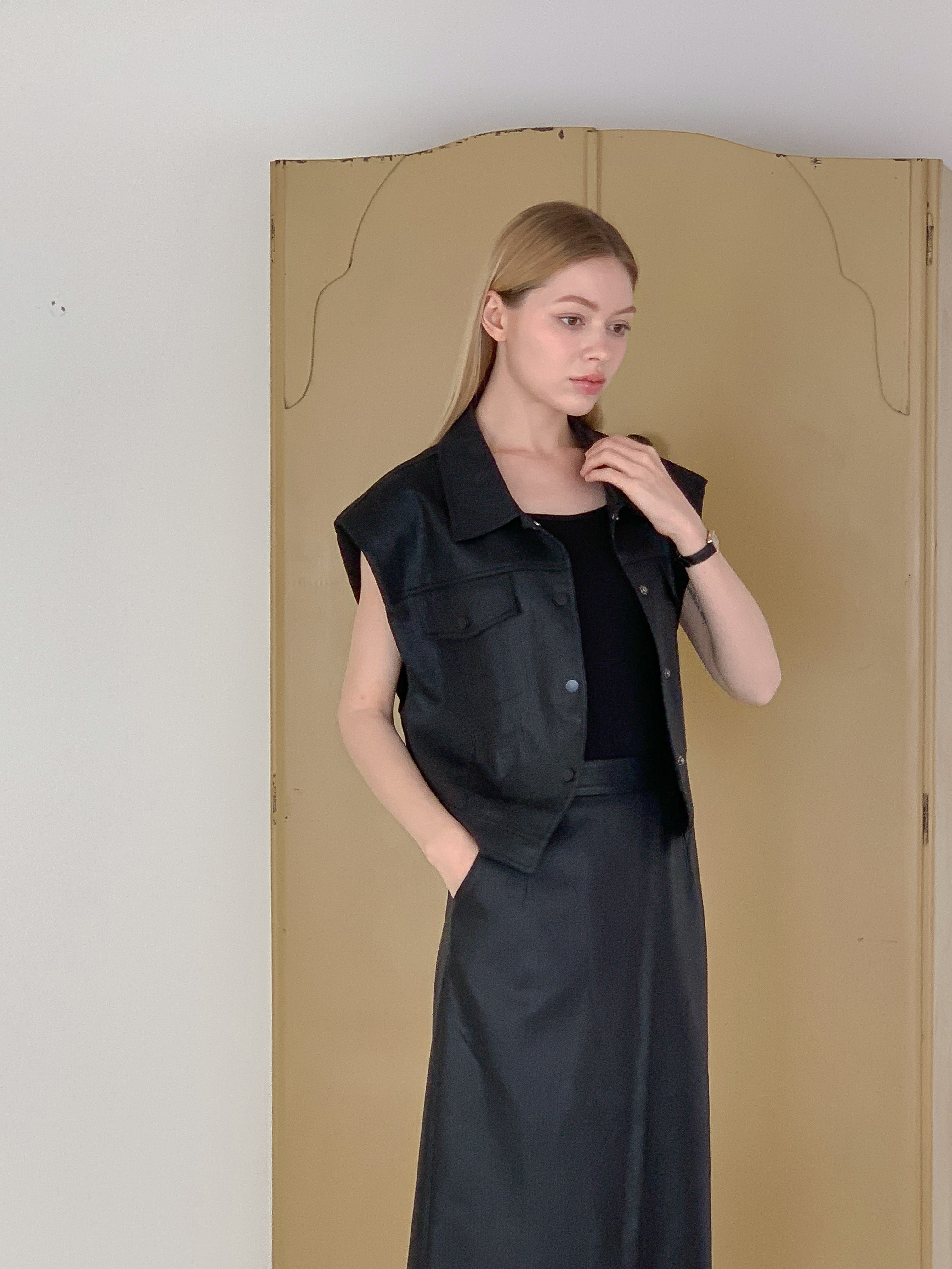 Ines Denim Vest Set